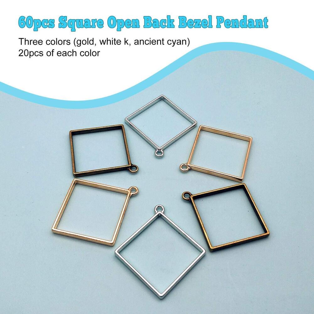 5404 60pcs Open Bezels for Jewelry Making - Open Back Bezel Pendants & - Picture 2 of 7